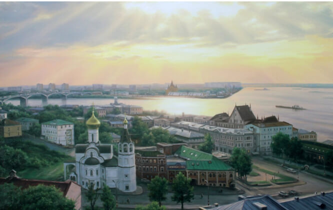 Алексей Владимирович Сычев «Закат над Волгой», 2014 г.